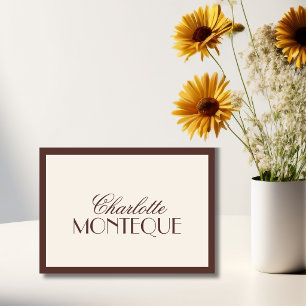 Chocolate Old Money Black Tie Wedding Place Card