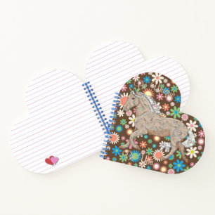 Chocolate Palomino Horse (flowers/brown) Notebook