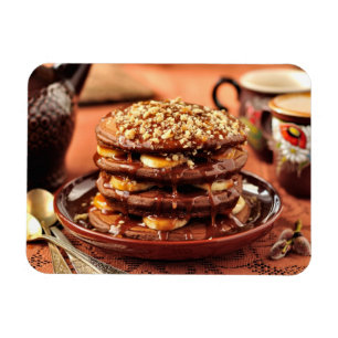 Chocolate Pancakes with Bananas and Caramel Magnet