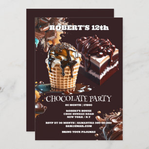 Chocolate party kids birthday theme choc fun invitation