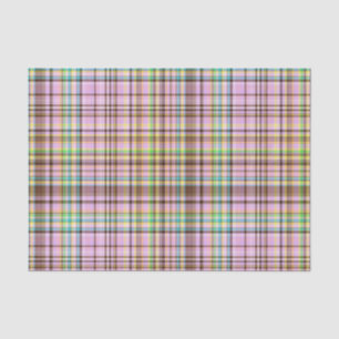 Chocolate Pastels Plaid 12-TISSUE WRAP PAPER