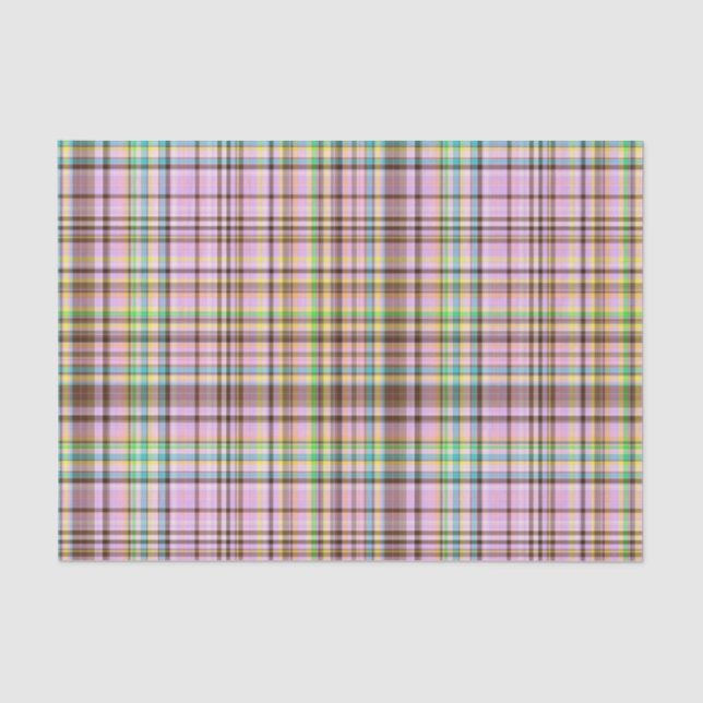 Chocolate Pastels Plaid 12-TISSUE WRAP PAPER (Front)