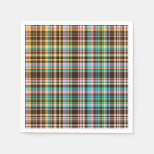 Chocolate Pastels Plaid 13-PAPER NAPKINS