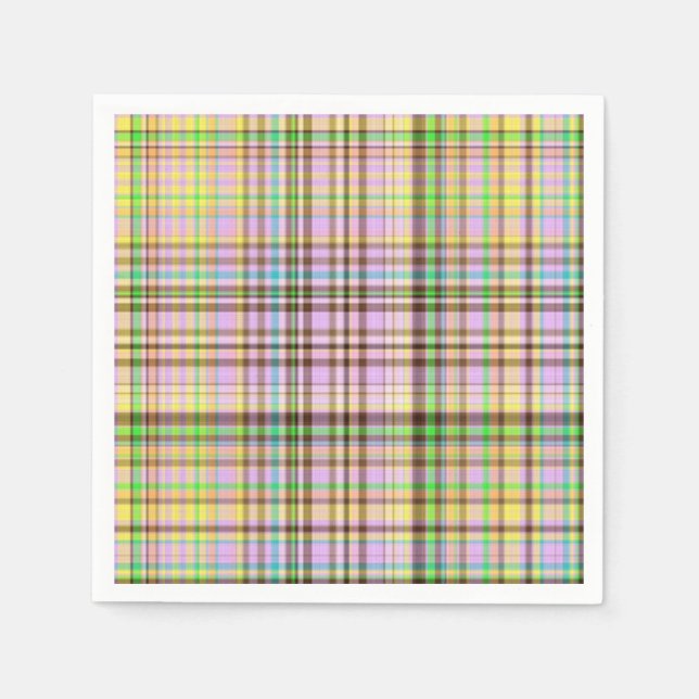 Chocolate Pastels Plaid 19-PAPER NAPKINS (Front)