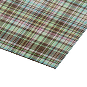 Chocolate Pastels Plaid 1-11x8 Cutting Board