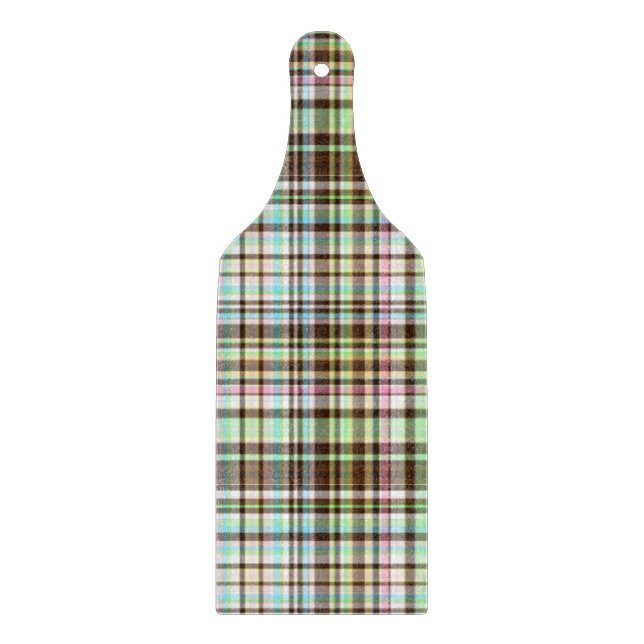Chocolate Pastels Plaid 1-Cutting Board Paddle (Front)