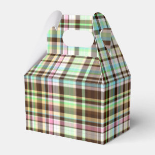 Chocolate Pastels Plaid 1-PARTY FAVOR BOX, gable Favour Box