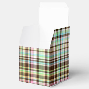 Chocolate Pastels Plaid 1-PARTY FAVOR BOX, square Favour Box