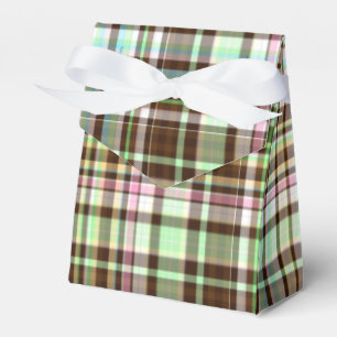 Chocolate Pastels Plaid 1-PARTY FAVOR BOX, tent Favour Box