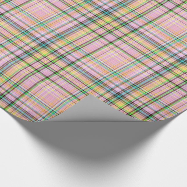 Chocolate Pastels Plaid 21-Gift Wrapping Paper (Corner)