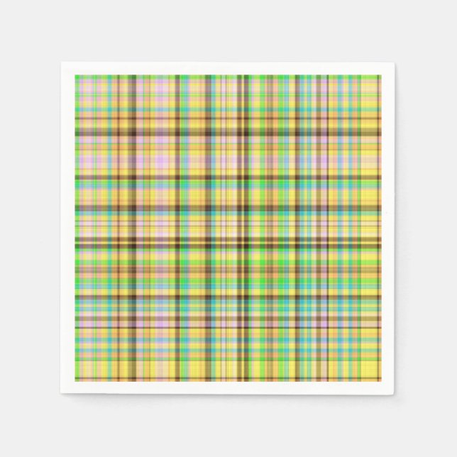 Chocolate Pastels Plaid 23-PAPER NAPKINS (Front)