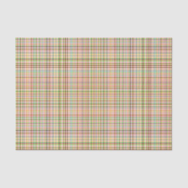 Chocolate Pastels Plaid 24-TISSUE WRAP PAPER (Front)
