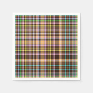 Chocolate Pastels Plaid 27-PAPER NAPKINS