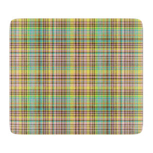 Chocolate Pastels Plaid 2-6x7 Cutting Board