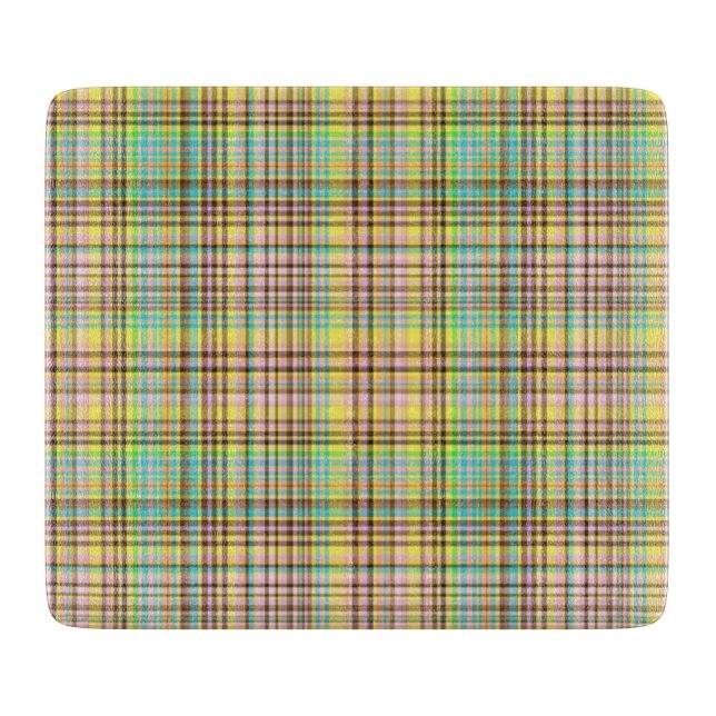 Chocolate Pastels Plaid 2-6x7 Cutting Board (Front)