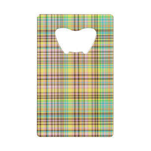 Chocolate Pastels Plaid 2-CARD BOTTLE OPENER