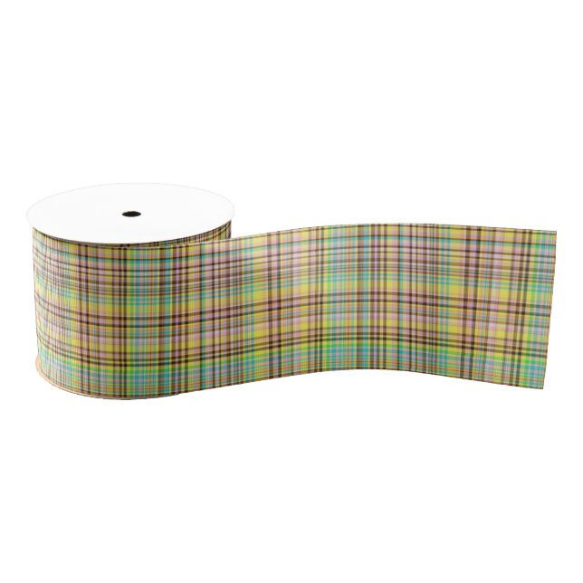 Chocolate Pastels Plaid 2-GROSGRAIN RIBBON SPOOLS Grosgrain Ribbon (Spool)