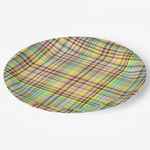 Chocolate Pastels Plaid 2-PAPER PARTY PLATES