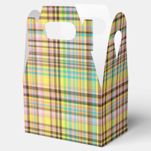 Chocolate Pastels Plaid 2-PARTY FAVOR BOX, gable Favour Box