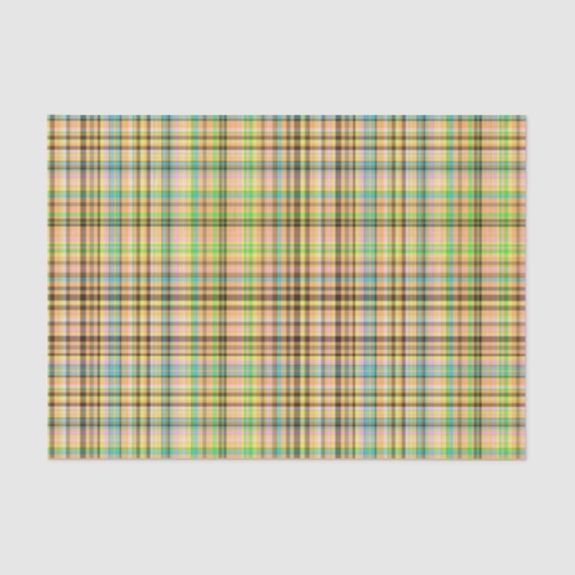 Chocolate Pastels Plaid 32-TISSUE WRAP PAPER (Front)