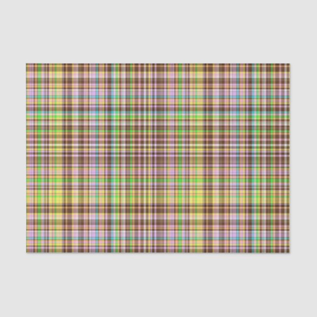 Chocolate Pastels Plaid 3-TISSUE WRAP PAPER (Front)