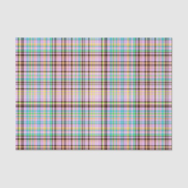 Chocolate Pastels Plaid 5-TISSUE WRAP PAPER (Front)