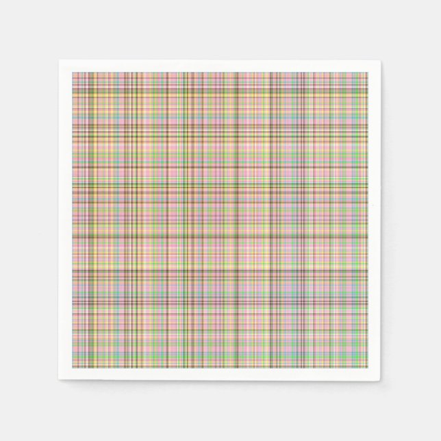 Chocolate Pastels Plaid 8-PAPER NAPKINS (Front)