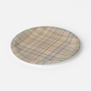 Chocolate Pastels Plaid 8-PAPER PARTY PLATES