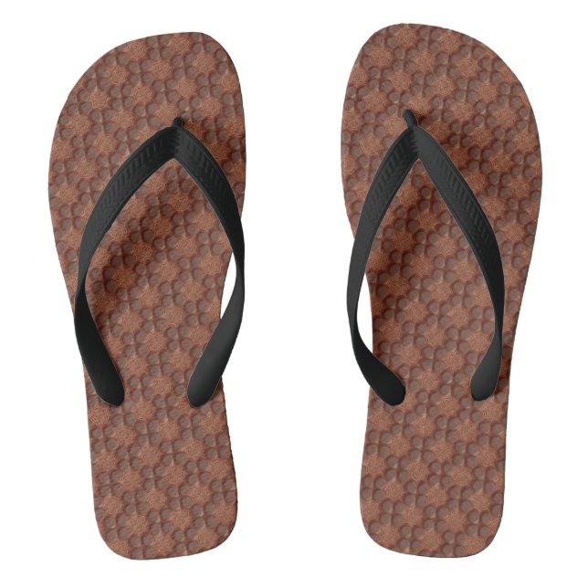 Chocolate Pattern Wide Strap Flip Flops (Footbed)
