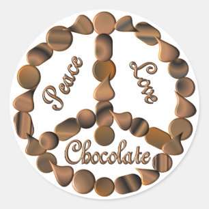 Chocolate Peace Sign Classic Round Sticker