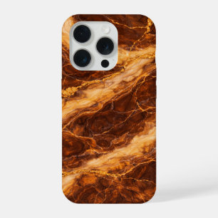 Chocolate Peanut Butter Marble with Gold Veining iPhone 15 Pro Case