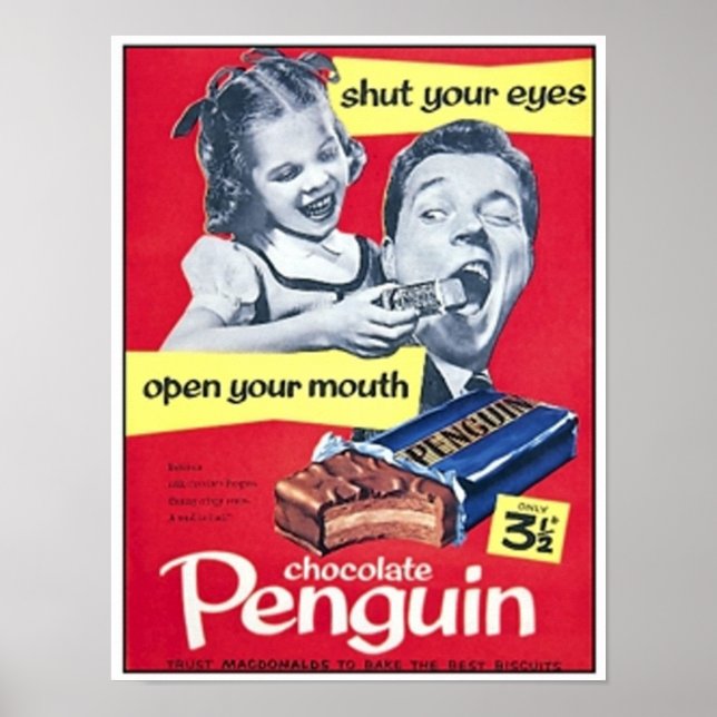 Chocolate Penguin Vintage Ad Poster (Front)