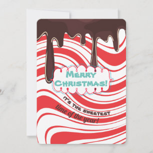 Chocolate peppermint Christmas personalised photo Holiday Card