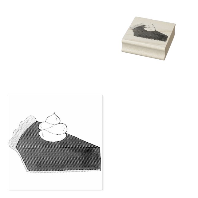 Chocolate Pie Whipped Cream Slice Dessert Baking Rubber Stamp (Stamped)