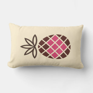 Chocolate pineapple with pink heart lumbar cushion
