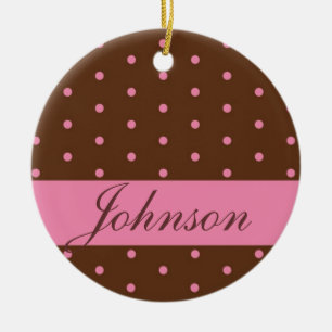 Chocolate & Pink Monogram Ornament