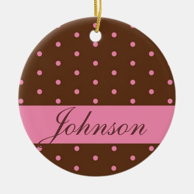Chocolate & Pink Monogram Ornament (Front)