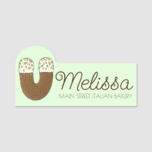 Chocolate Pistachio Italian Bakery Butter Cookie Name Tag
