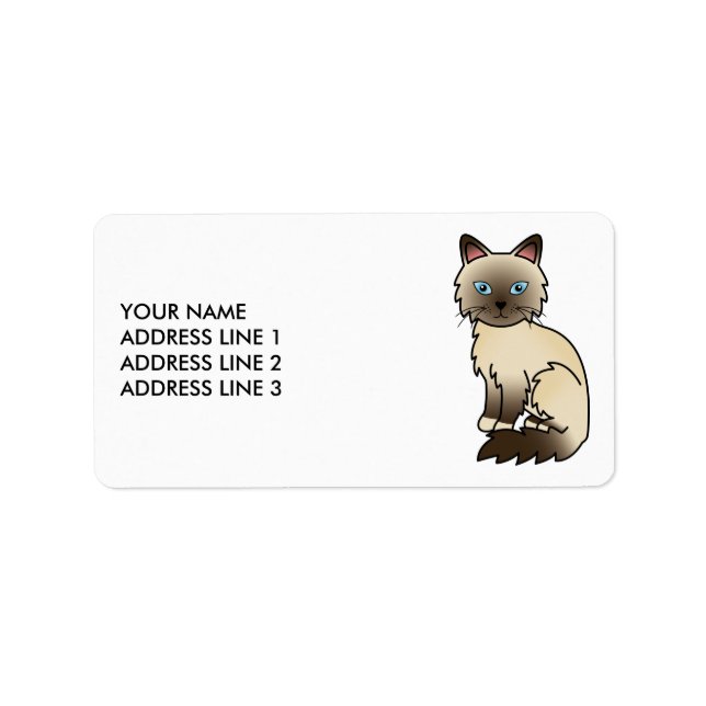 Chocolate Point Birman/Ragdoll Cat & Custom Text Label (Front)