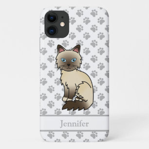 Chocolate Point Birman / Ragdoll Cat & Name iPhone 11 Case