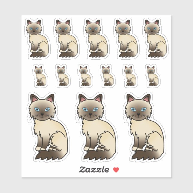 Chocolate Point Birman / Ragdoll Cute Cartoon Cats (Sheet)