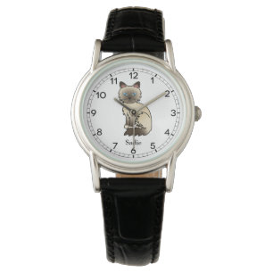 Chocolate Point Birman / Ragdoll Cute Cat & Name Watch