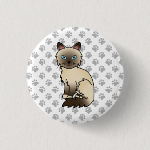 Chocolate Point Birman / Ragdoll Cute Cat & Paws 3 Cm Round Badge