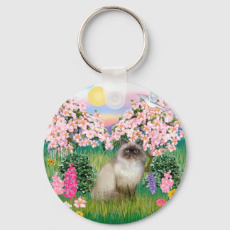 Chocolate Point Himalayan - Blossoms Key Ring