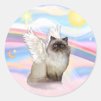 Chocolate Point Himalayan Cat Angel Classic Round Sticker