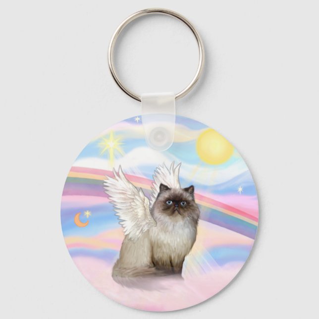 Chocolate Point Himalayan Cat  Angel Key Ring (Front)