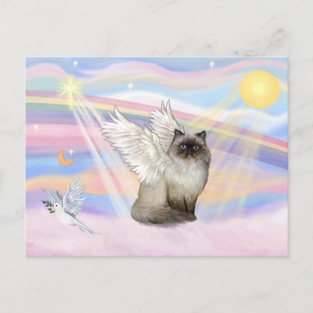 Chocolate Point Himalayan Cat  Angel Postcard (Front)