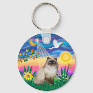 Chocolate Point Himalayan Cat  - Twilight Key Ring