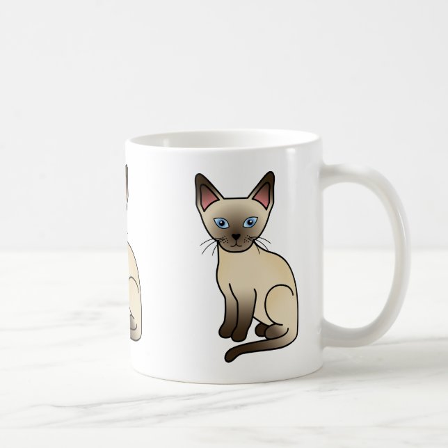 Chocolate Point Siamese Breed Cat Illustration Coffee Mug (Right)