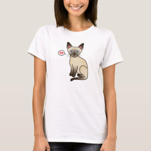 Chocolate Point Siamese Breed Cat Illustration T-Shirt
